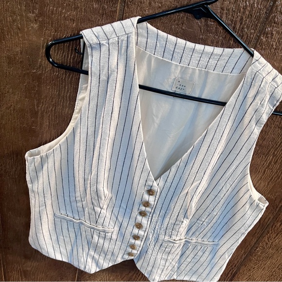 A New Day from Target Tailored Suit Vest in Cream w/ Black Stripe Size Large - Picture 5 of 10